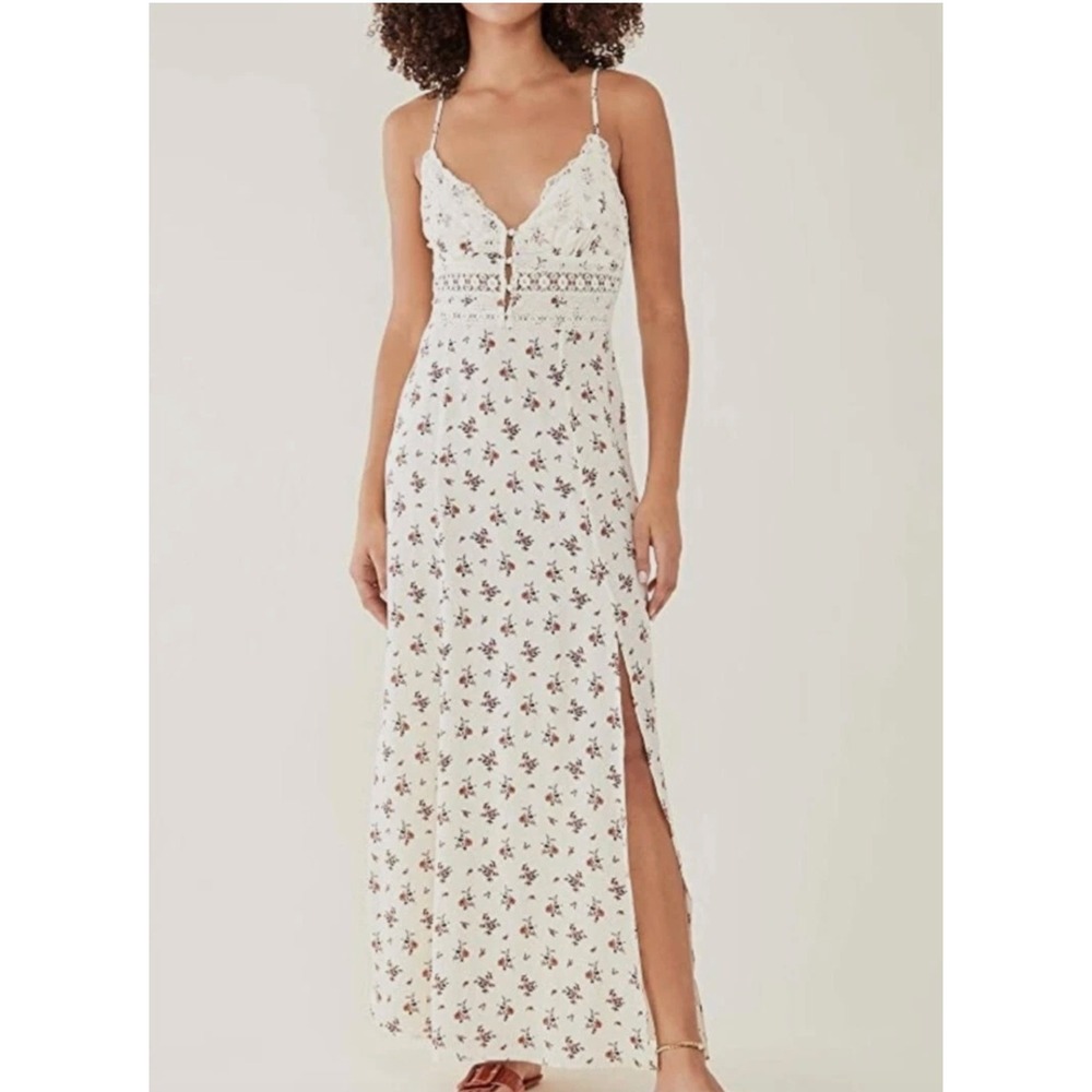 Intimately Free People Out and About Maxi Slip Dress Floral Lace XS Romantic